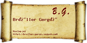 Brüller Gergő névjegykártya